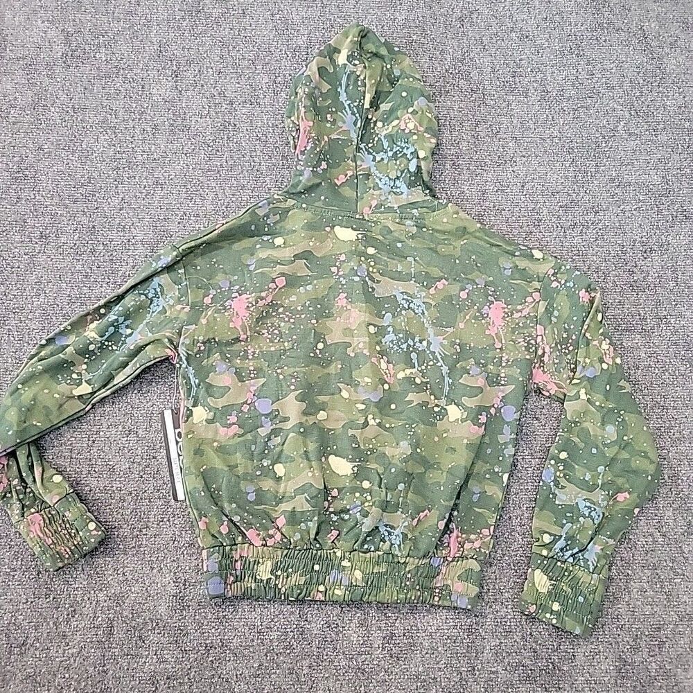 NEW Bebe EHoodie Sweatshirt Elastic Bebe Logo Size M (10/12) Y2K  Camo Paint - Picture 10 of 11